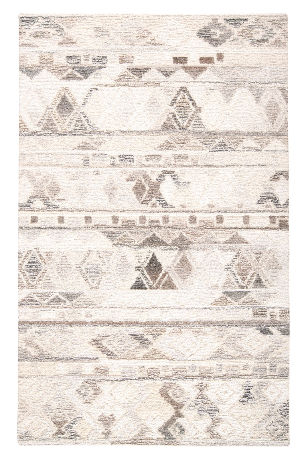 5' X 8' Beige Ivory and Gray Wool Geometric Hand Tufted Area Rug