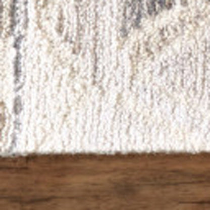 8' X 10' Beige Ivory and Gray Wool Geometric Hand Tufted Area Rug