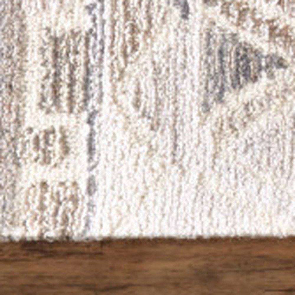 8' X 10' Beige Ivory and Gray Wool Geometric Hand Tufted Area Rug