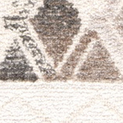 8' X 10' Beige Ivory and Gray Wool Geometric Hand Tufted Area Rug