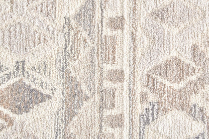 8' Gray and Ivory Round Wool Abstract Hand Tufted Area Rug