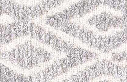 8' Gray And White Wool Abstract Hand Tufted Runner Rug