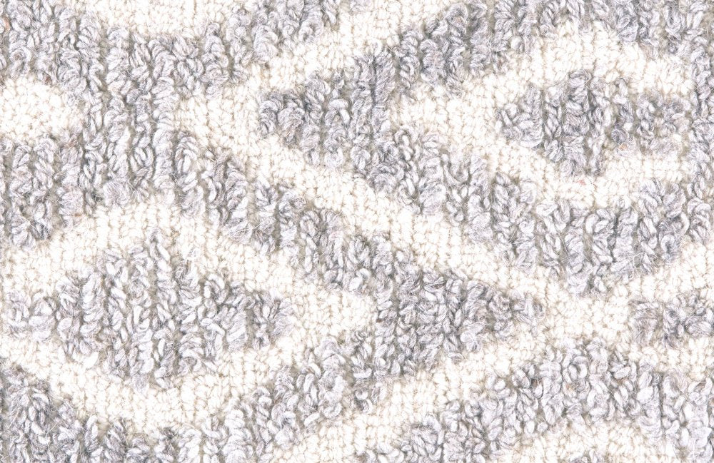 8' Gray And White Wool Abstract Hand Tufted Runner Rug