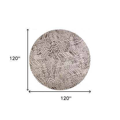 8' Gray And White Wool Abstract Hand Tufted Runner Rug