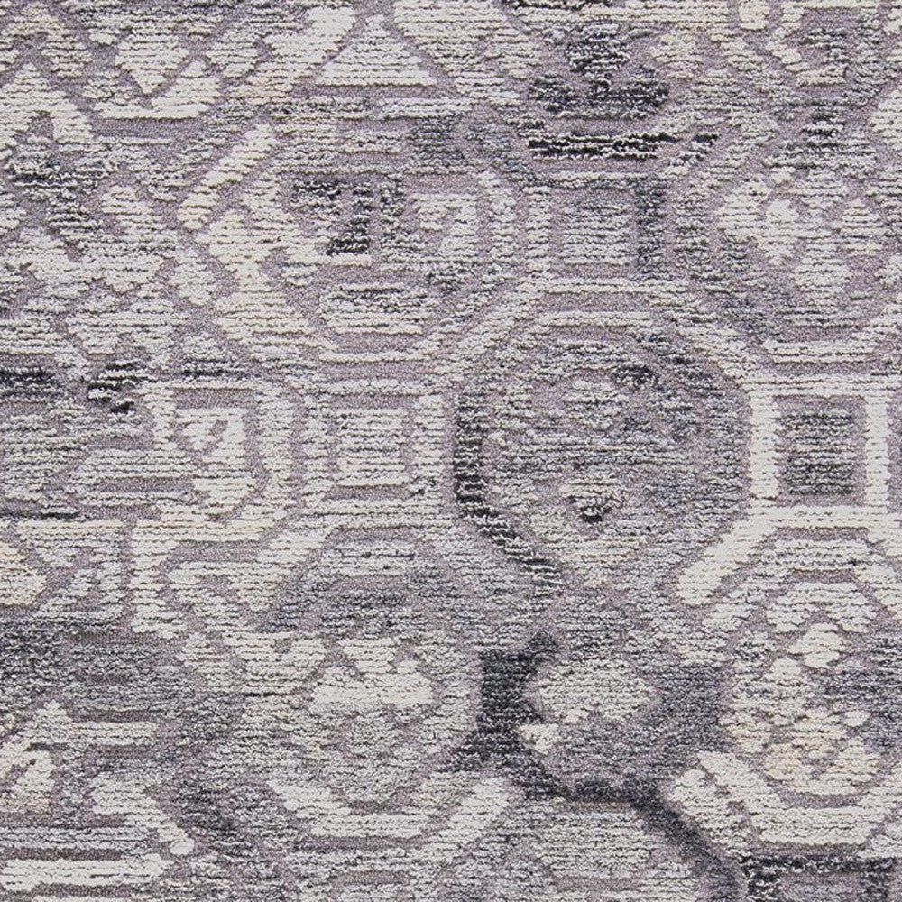 5' X 8' Gray and Ivory Wool Abstract Hand Tufted Area Rug