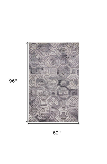 9' X 12' Gray and Ivory Wool Abstract Hand Tufted Area Rug