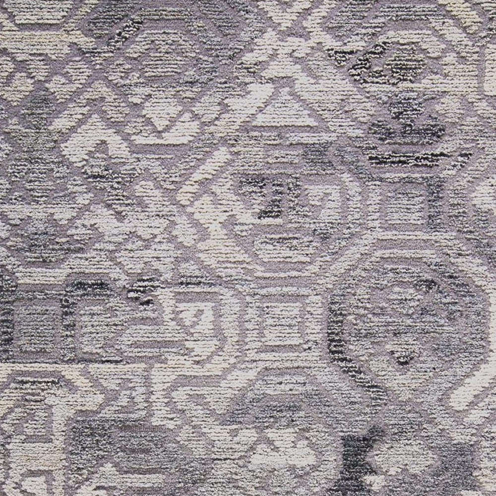 5' X 8' Gray and Ivory Wool Abstract Hand Tufted Area Rug