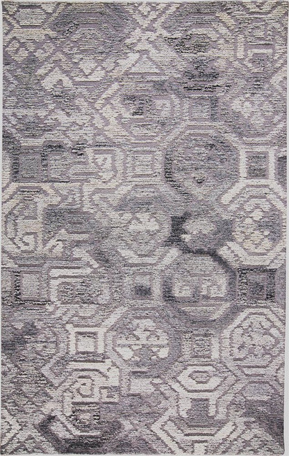 9' X 12' Gray and Ivory Wool Abstract Hand Tufted Area Rug