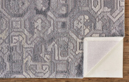 9' X 12' Gray and Ivory Wool Abstract Hand Tufted Area Rug
