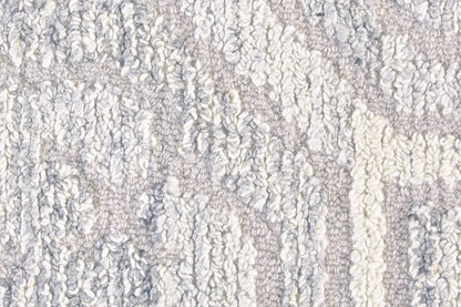 9' X 12' Gray and Ivory Wool Abstract Hand Tufted Area Rug