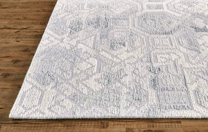 9' X 12' Gray and Ivory Wool Abstract Hand Tufted Area Rug