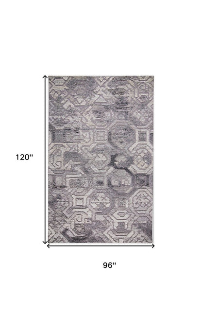 9' X 12' Gray and Ivory Wool Abstract Hand Tufted Area Rug