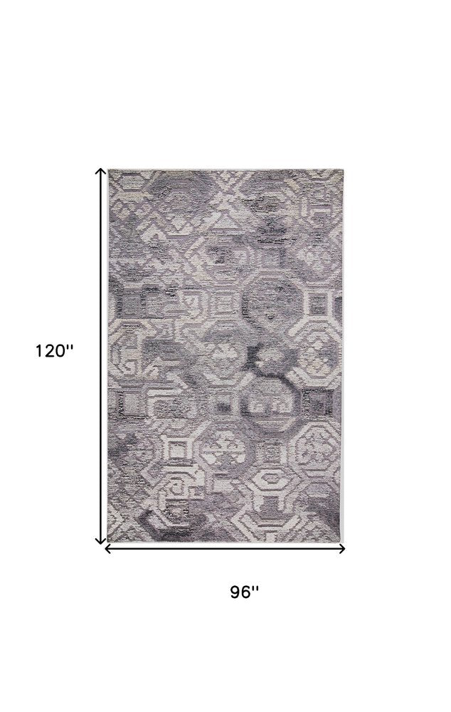 9' X 12' Gray and Ivory Wool Abstract Hand Tufted Area Rug