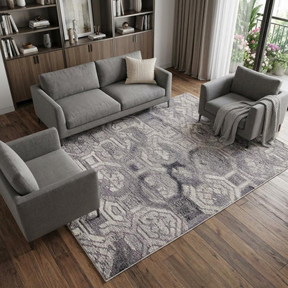8' X 10' Gray and Ivory Wool Abstract Hand Tufted Area Rug
