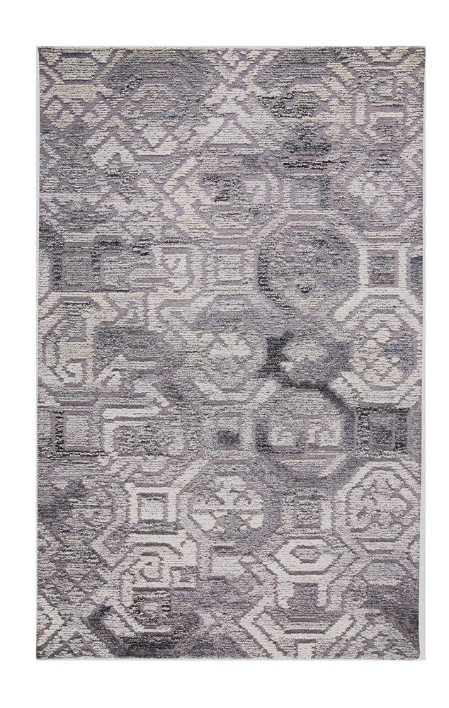 8' X 10' Gray and Ivory Wool Abstract Hand Tufted Area Rug