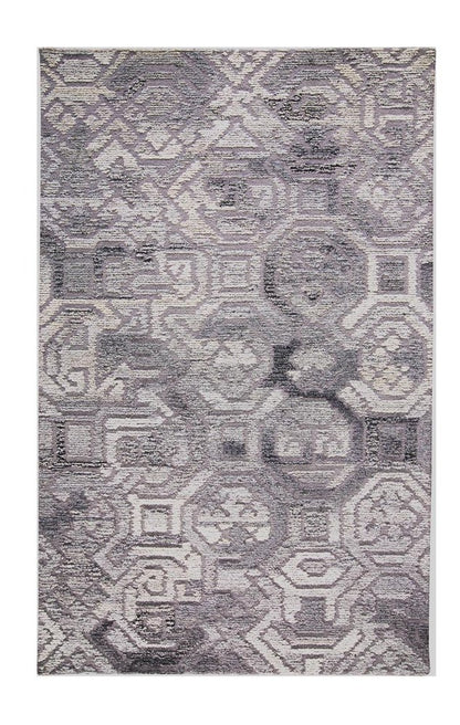 8' X 10' Gray and Ivory Wool Abstract Hand Tufted Area Rug