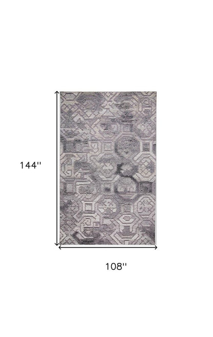 8' X 10' Gray and Ivory Wool Abstract Hand Tufted Area Rug