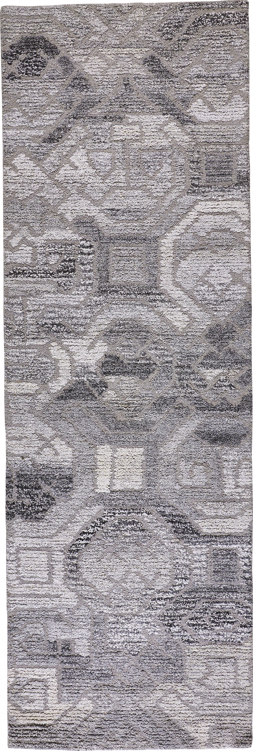 5' X 8' Gray and Ivory Wool Abstract Hand Tufted Area Rug