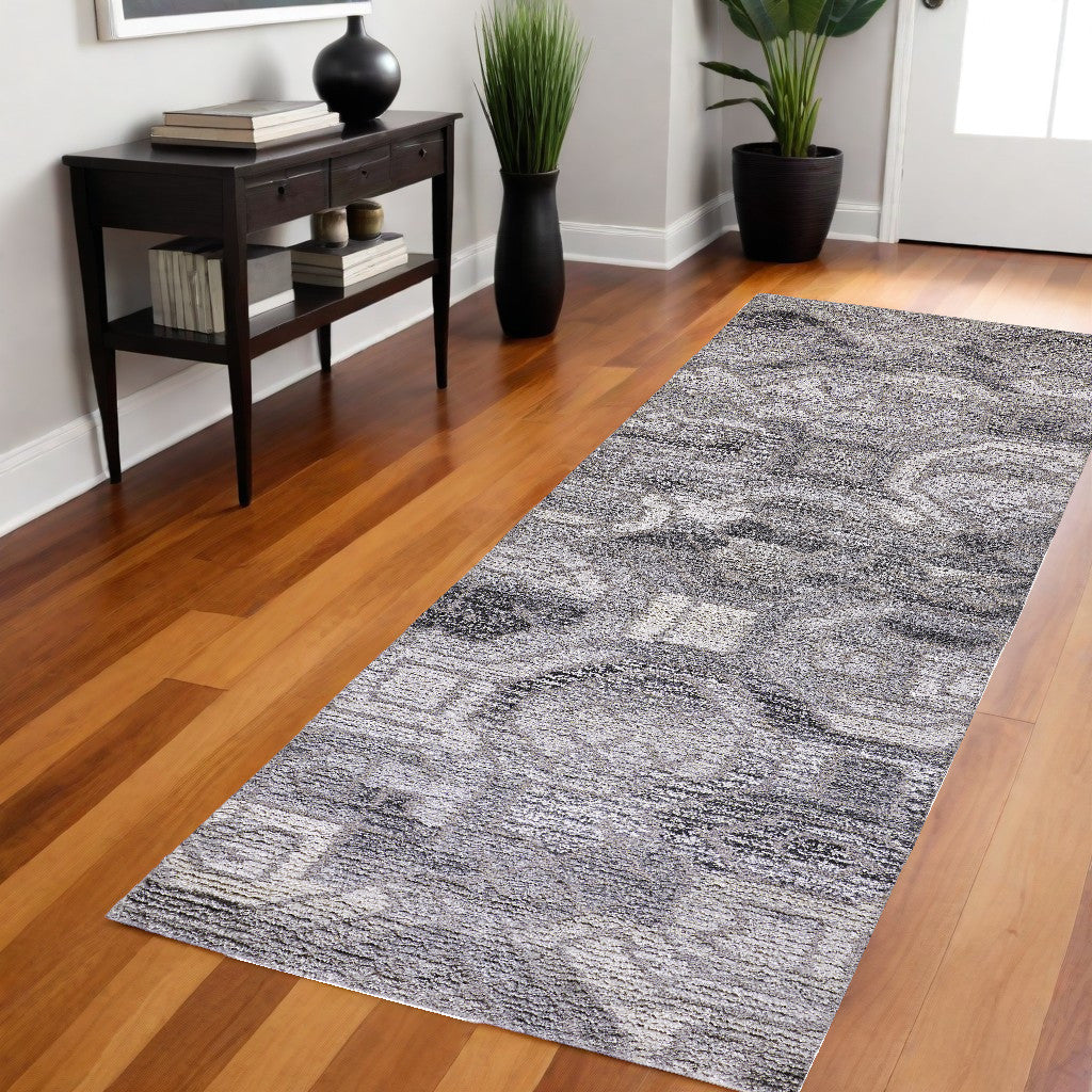 5' X 8' Gray and Ivory Wool Abstract Hand Tufted Area Rug