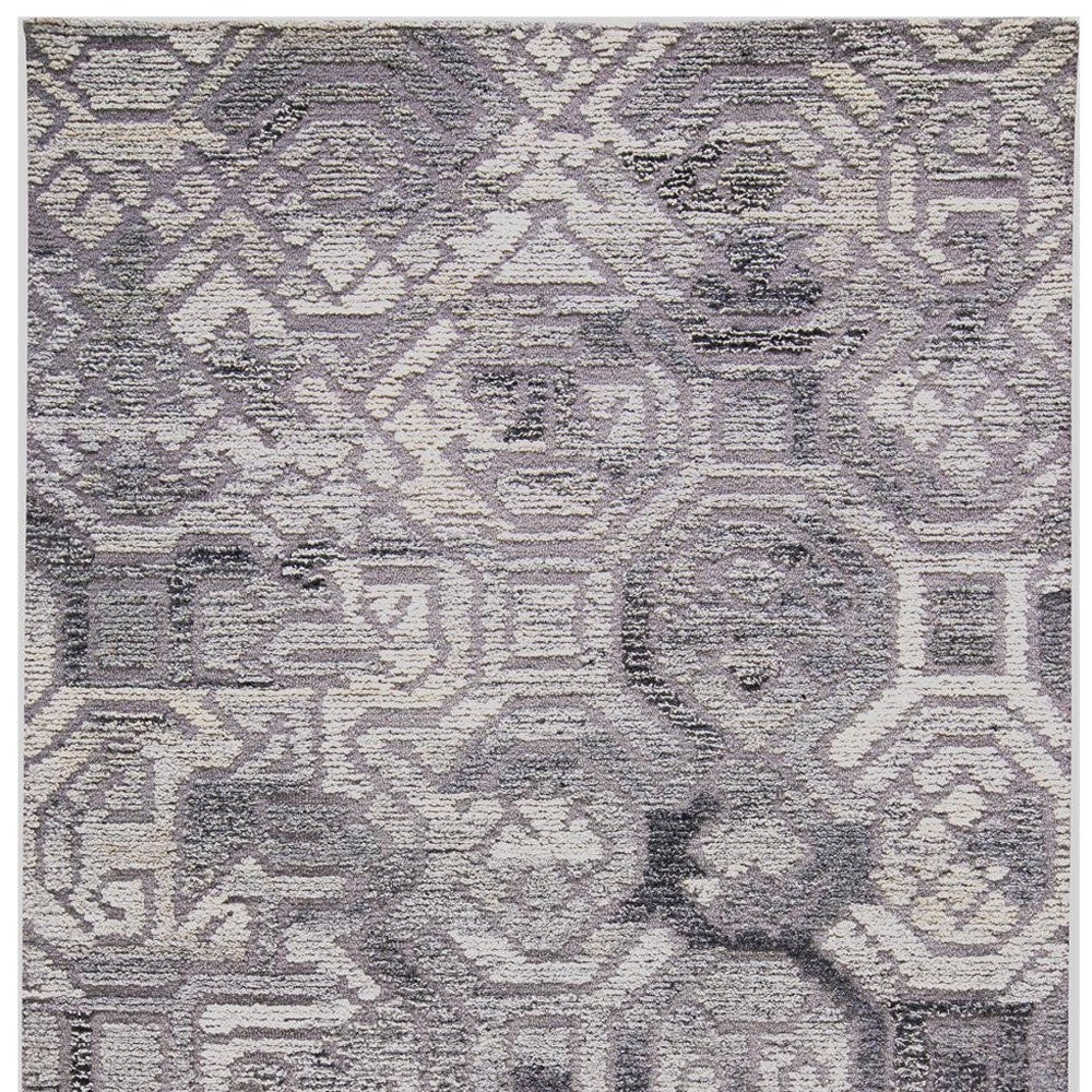 5' X 8' Gray and Ivory Wool Abstract Hand Tufted Area Rug