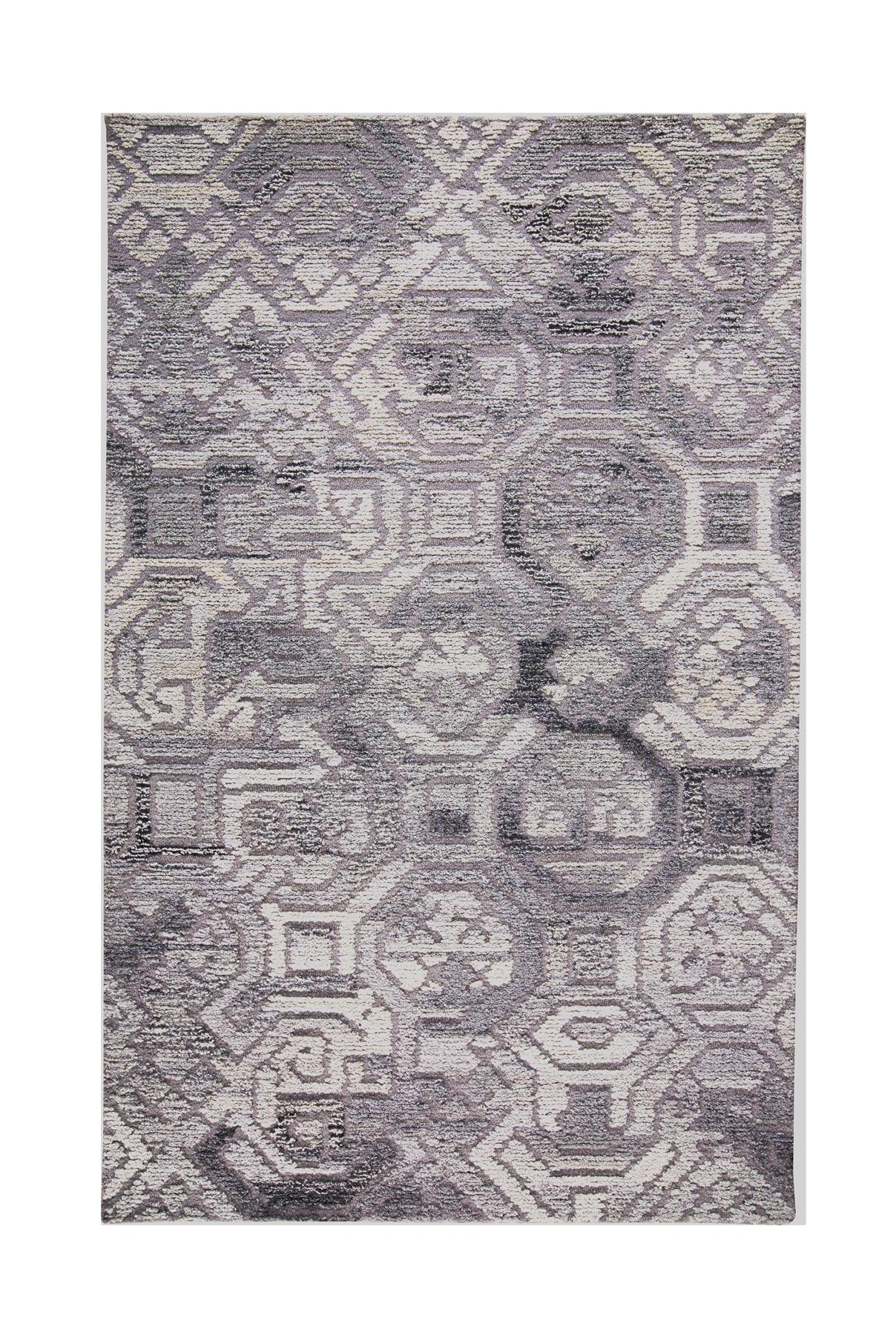 4' X 6' Gray Ivory And Taupe Wool Abstract Tufted Handmade Area Rug