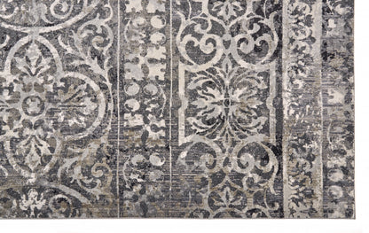 5' X 8' Gray Ivory And Taupe Abstract Stain Resistant Area Rug