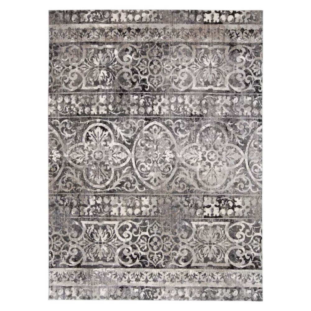 8' X 11' Gray Ivory And Taupe Abstract Stain Resistant Area Rug