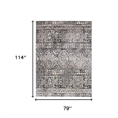 5' X 8' Gray Ivory And Taupe Abstract Stain Resistant Area Rug