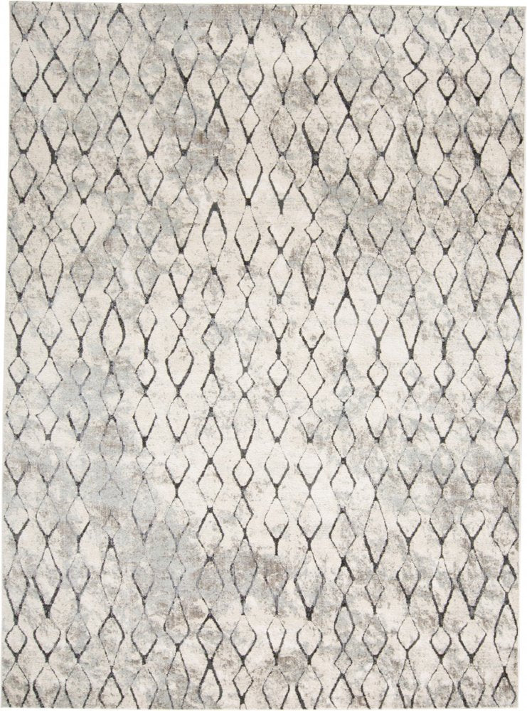 5' X 8' Gray And Ivory Geometric Area Rug