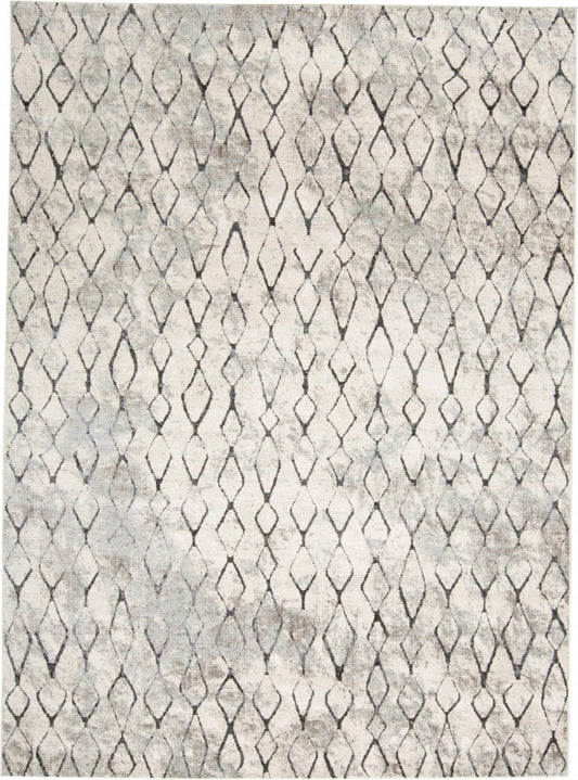5' X 8' Gray And Ivory Geometric Area Rug