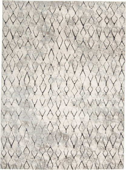 4' X 6' Gray And Ivory Geometric Area Rug