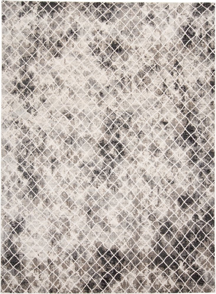 5' X 8' Ivory Gray And Taupe Abstract Stain Resistant Area Rug
