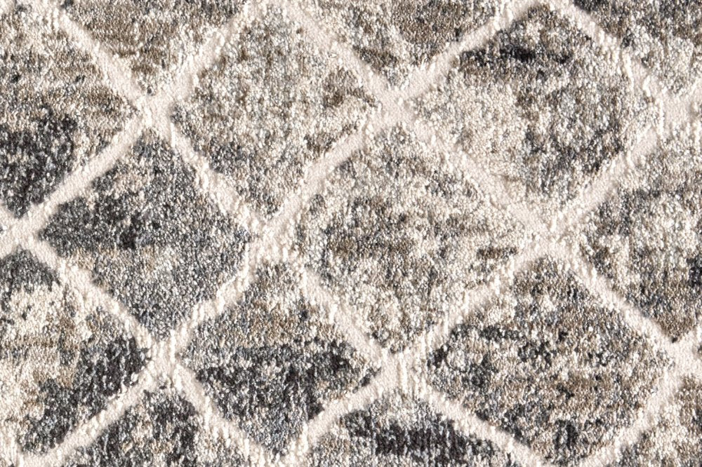 5' X 8' Ivory Gray And Taupe Abstract Stain Resistant Area Rug