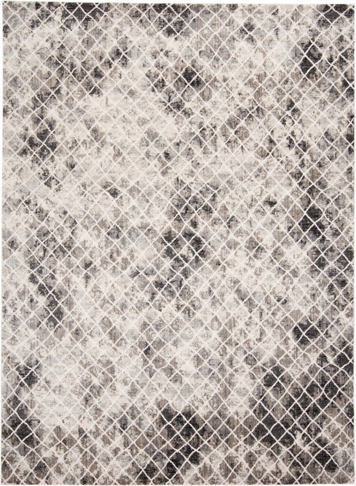 5' X 8' Ivory Gray And Taupe Abstract Stain Resistant Area Rug