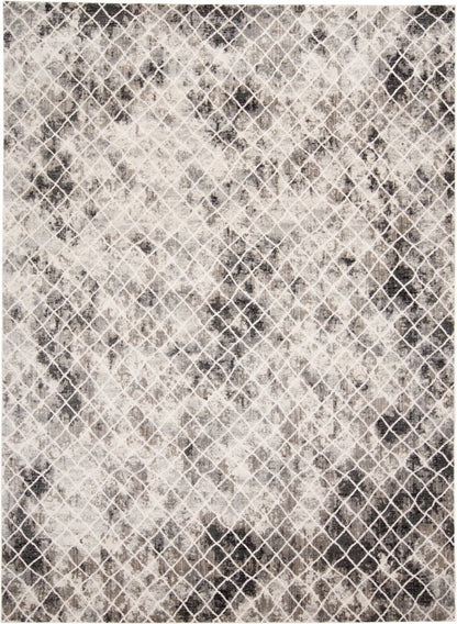 5' X 8' Ivory Gray And Taupe Abstract Stain Resistant Area Rug