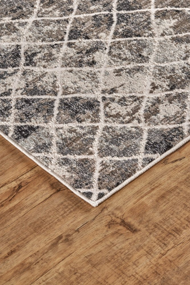 5' X 8' Ivory Gray And Taupe Abstract Stain Resistant Area Rug