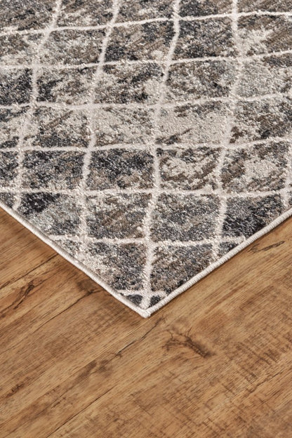 5' X 8' Ivory Gray And Taupe Abstract Stain Resistant Area Rug