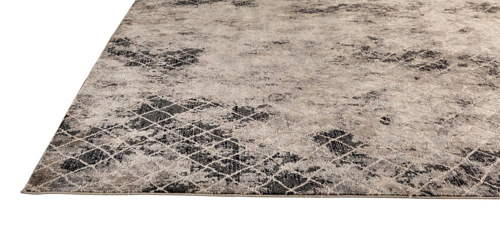 5' X 8' Ivory Gray And Taupe Abstract Stain Resistant Area Rug