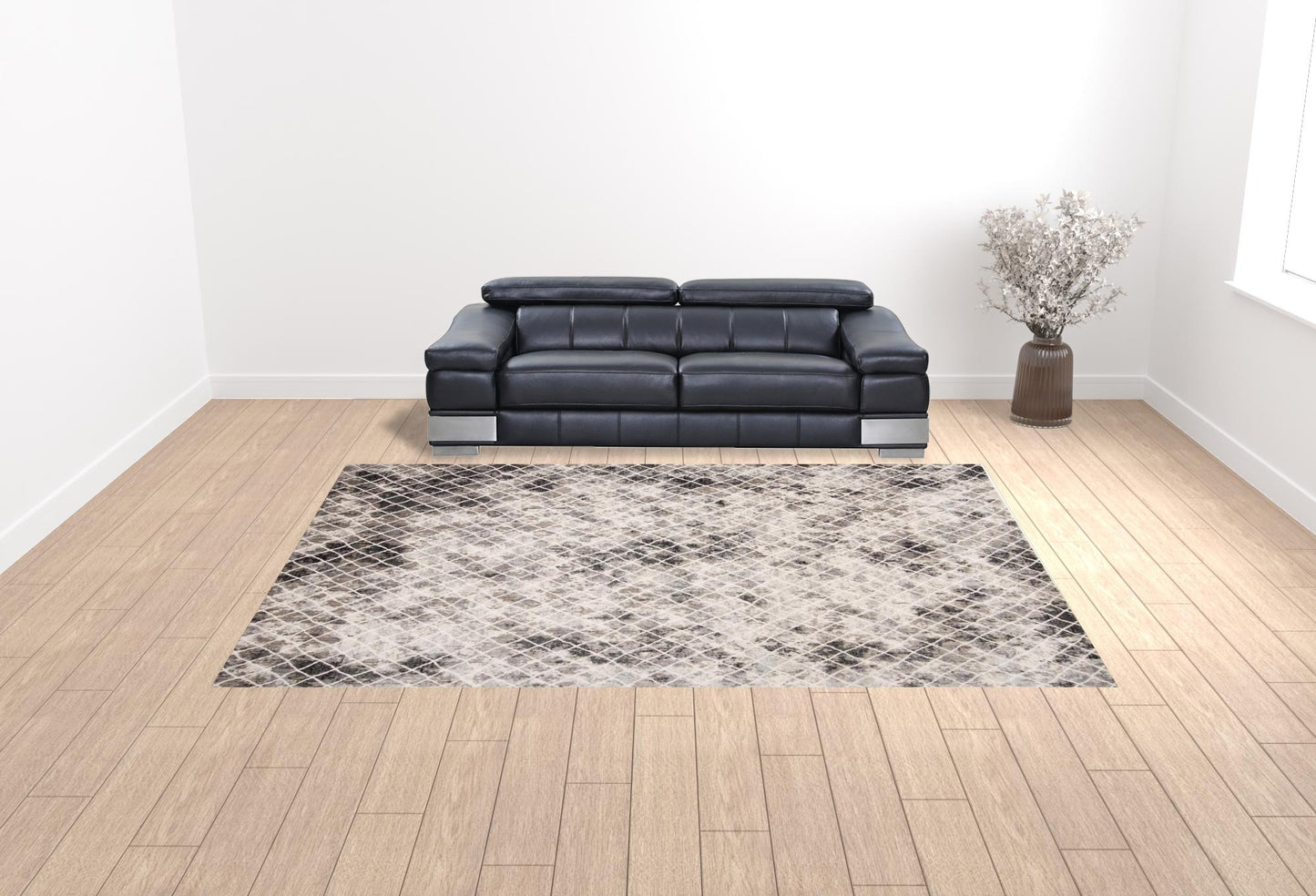 8' X 11' Ivory Gray And Taupe Abstract Stain Resistant Area Rug