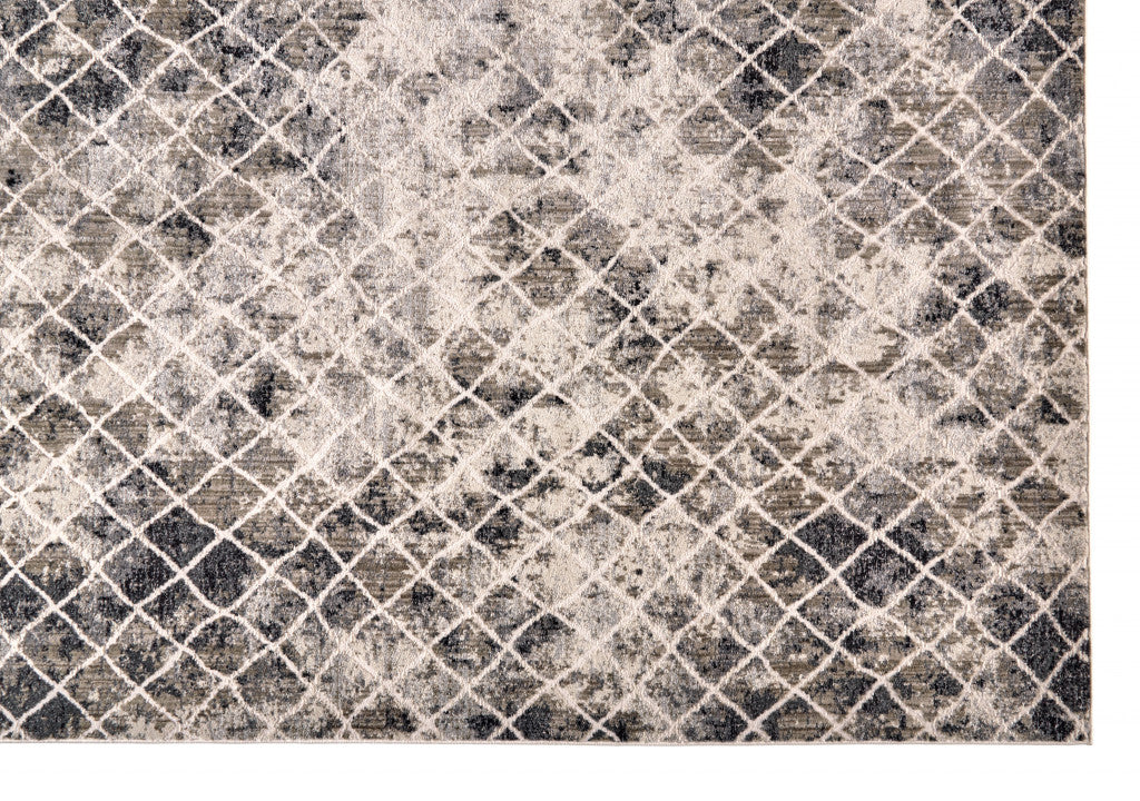 8' X 11' Ivory Gray And Taupe Abstract Stain Resistant Area Rug