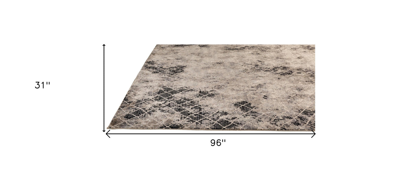 8' X 11' Ivory Gray And Taupe Abstract Stain Resistant Area Rug