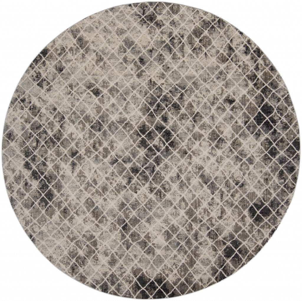 8' X 11' Ivory Gray And Taupe Abstract Stain Resistant Area Rug