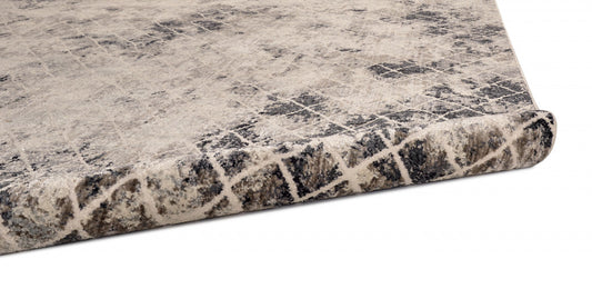 10' X 14' Ivory Gray And Taupe Abstract Stain Resistant Area Rug