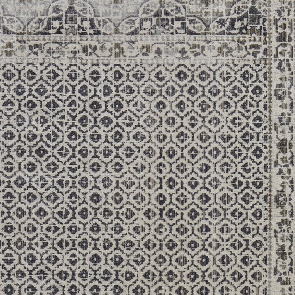 5' X 8' Ivory Taupe And Gray Abstract Stain Resistant Area Rug