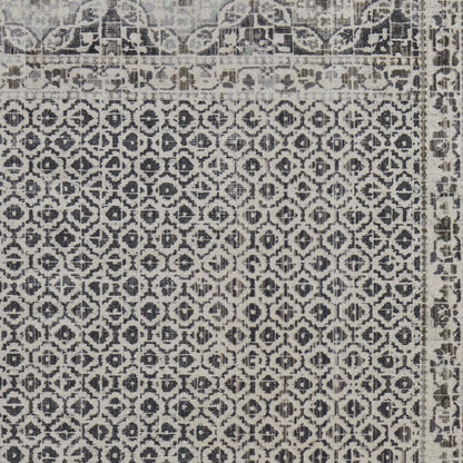 5' X 8' Ivory Taupe And Gray Abstract Stain Resistant Area Rug