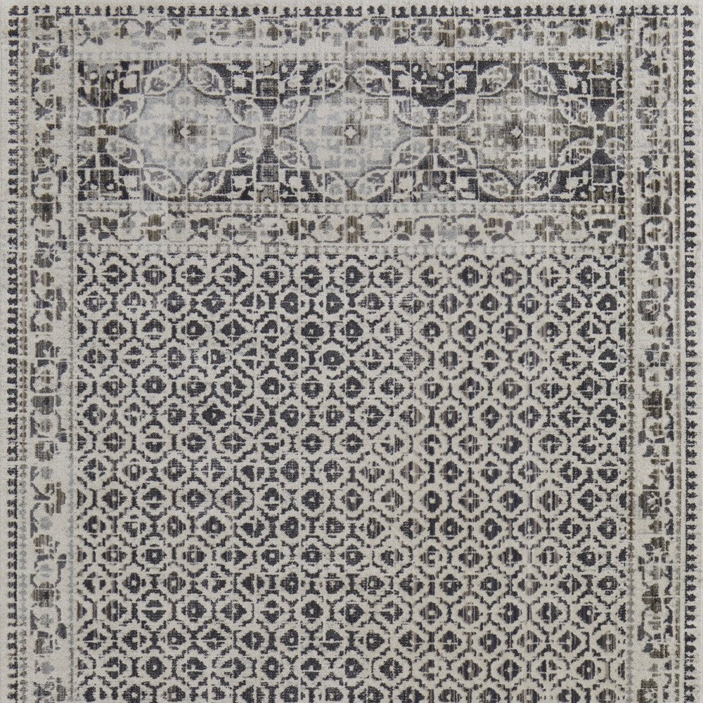 5' X 8' Ivory Taupe And Gray Abstract Stain Resistant Area Rug
