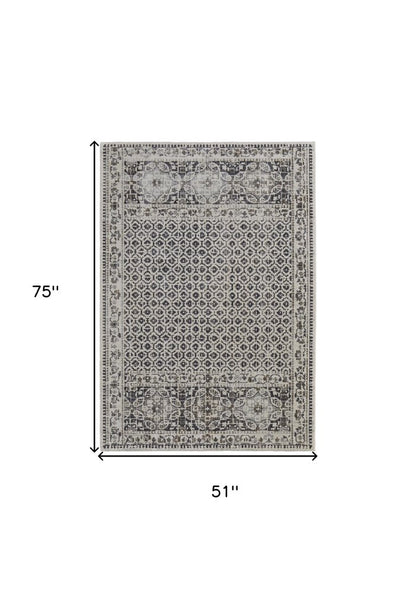 4' X 6' Ivory Taupe And Gray Abstract Stain Resistant Area Rug