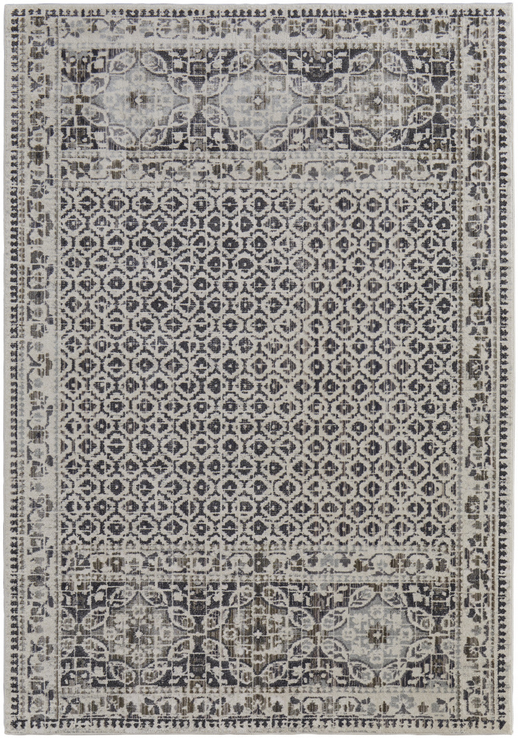 4' X 6' Ivory Taupe And Gray Abstract Stain Resistant Area Rug