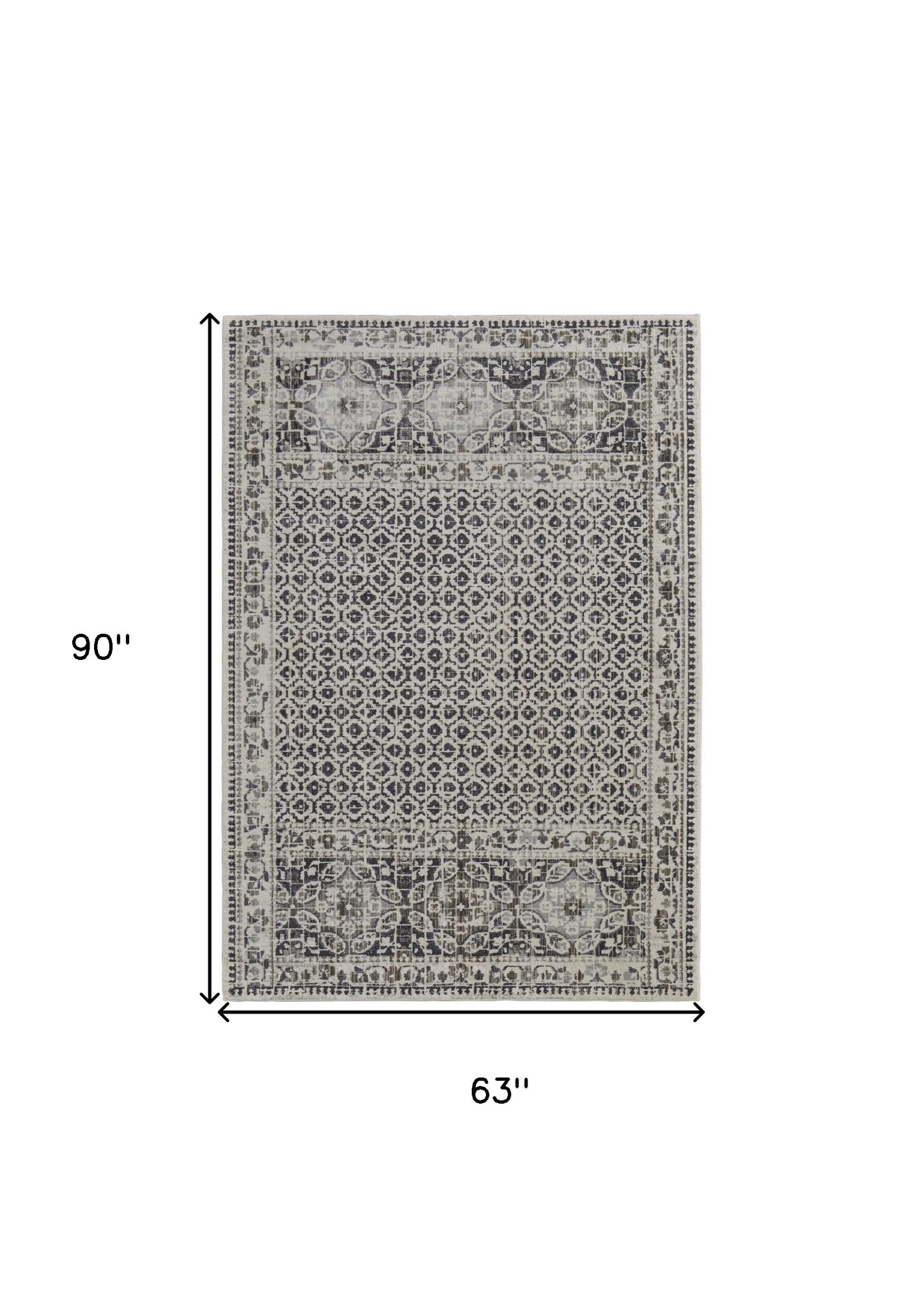 5' X 8' Ivory Taupe And Gray Abstract Stain Resistant Area Rug
