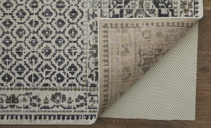 5' X 8' Ivory Taupe And Gray Abstract Stain Resistant Area Rug